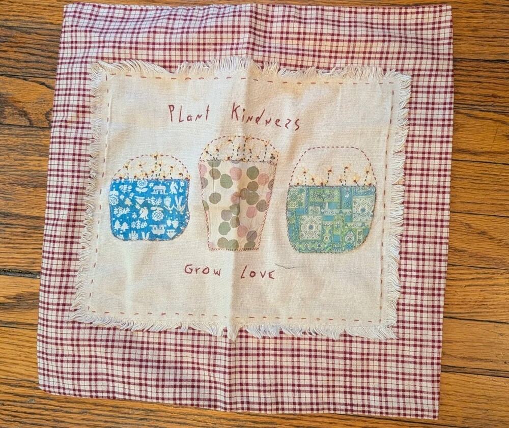 Handmade Embroidered Pillowcase Cover Patchwork Kindness Slip A Pillow In